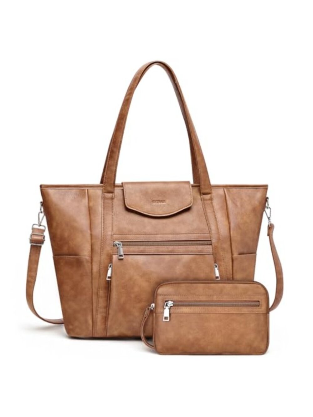 Faux Leather Laptop Backpack Purse 16 inch Convertible Tote Bag for Work